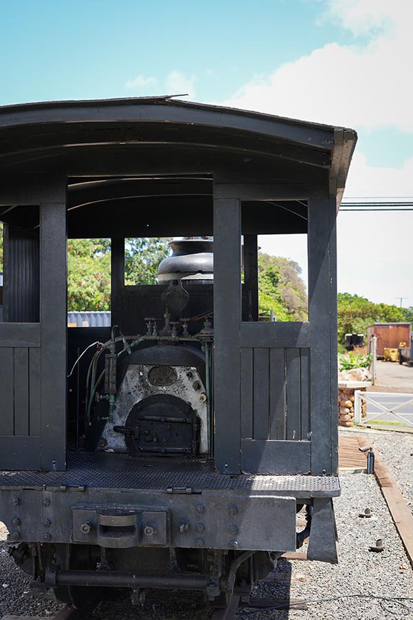 image of smokestack and trains in Lahaina Maui